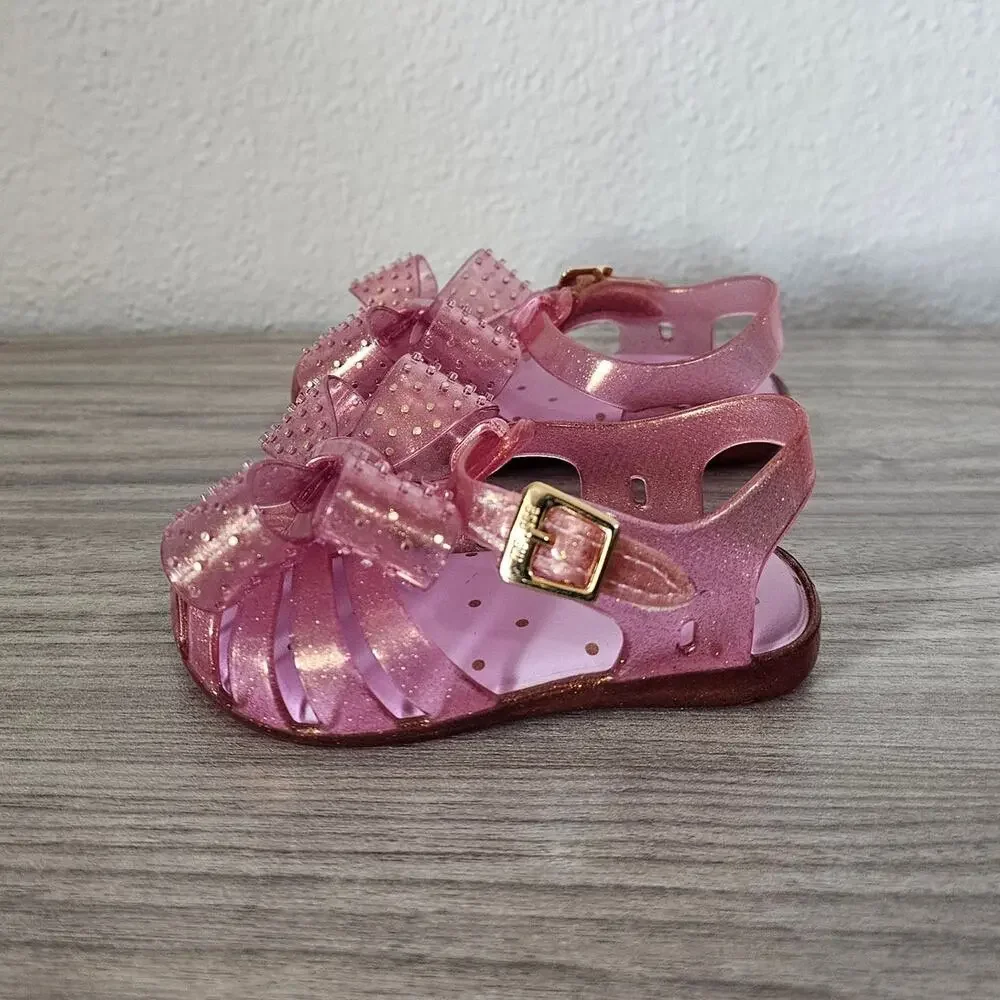 Mini Melissa Aranha ARANHA XIII Pink Glitter Big Bow Studded Toddler Kids 6